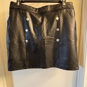 Chocolate Black Mini Skirt with Silver Button Details